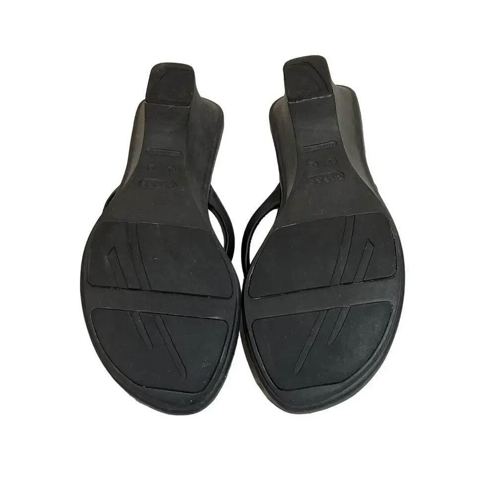 CROCS Sandals Women’s Size 10 Black Pink Cabana Wedge Flip Flop‎
